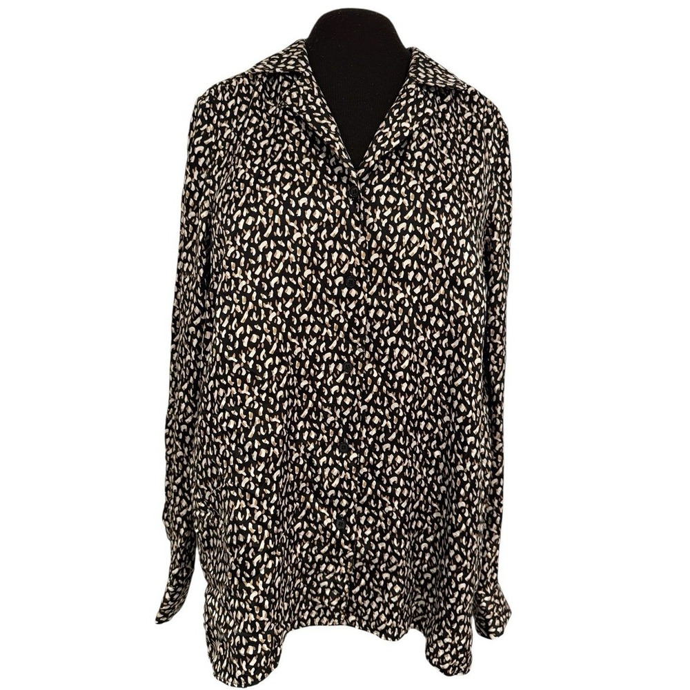 Lafayette 148 New York Rigby Silk Blouse XS Abstract Brushstroke Top